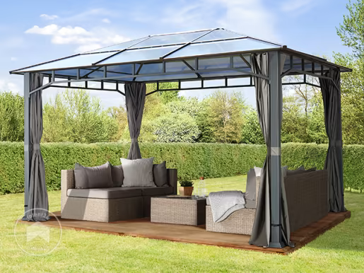 Tonnelle de jardin, Sunset Deluxe, toit rigide, 3×4 m