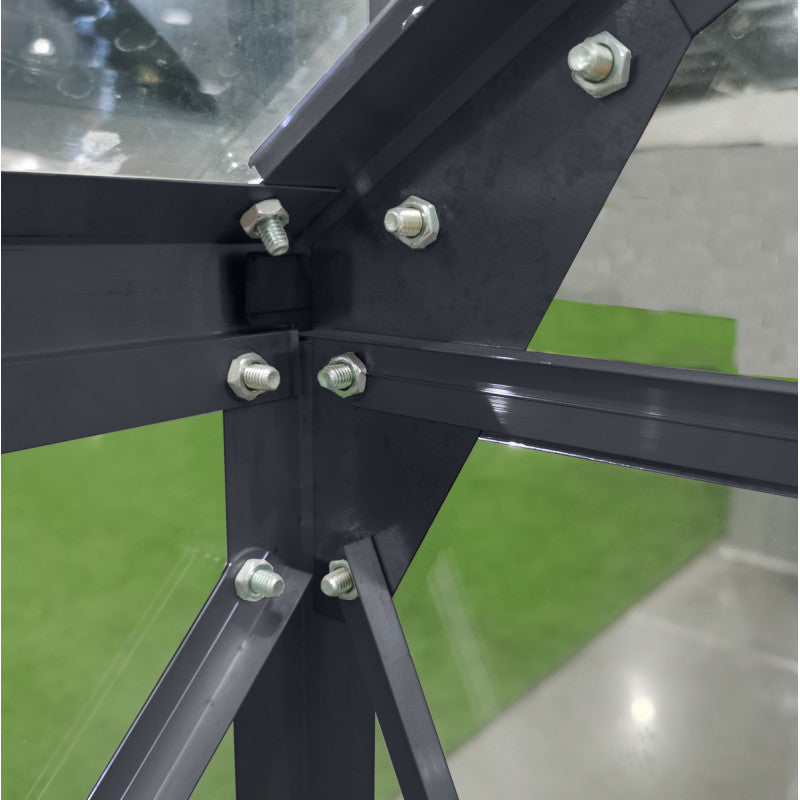Serre de Jardin 4,57m² en Aluminium Anthracite et Verre Trempé 4mm - RINCA