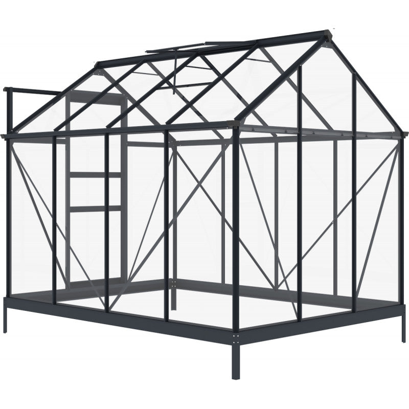 Serre de Jardin 4,57m² en Aluminium Anthracite et Verre Trempé 4mm - RINCA